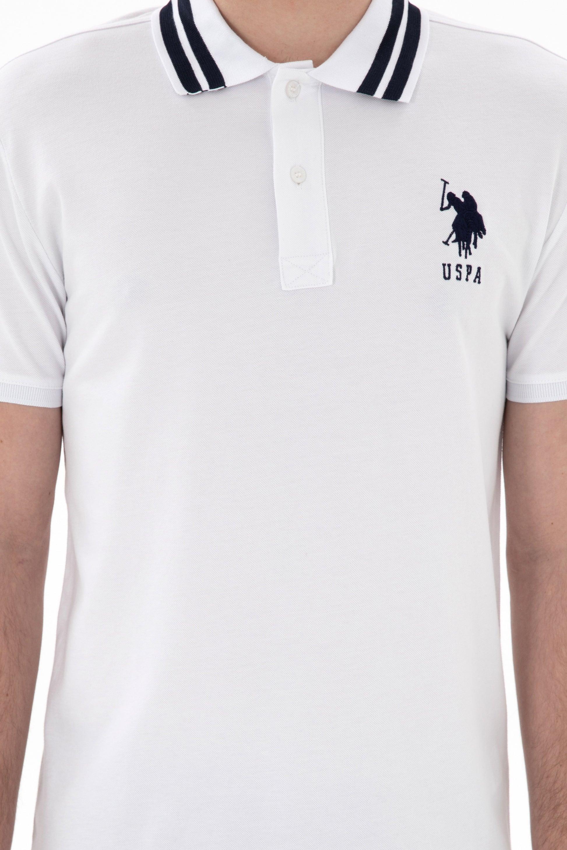 Men's Slim Fit Polo Neck White Basic T-Shirt