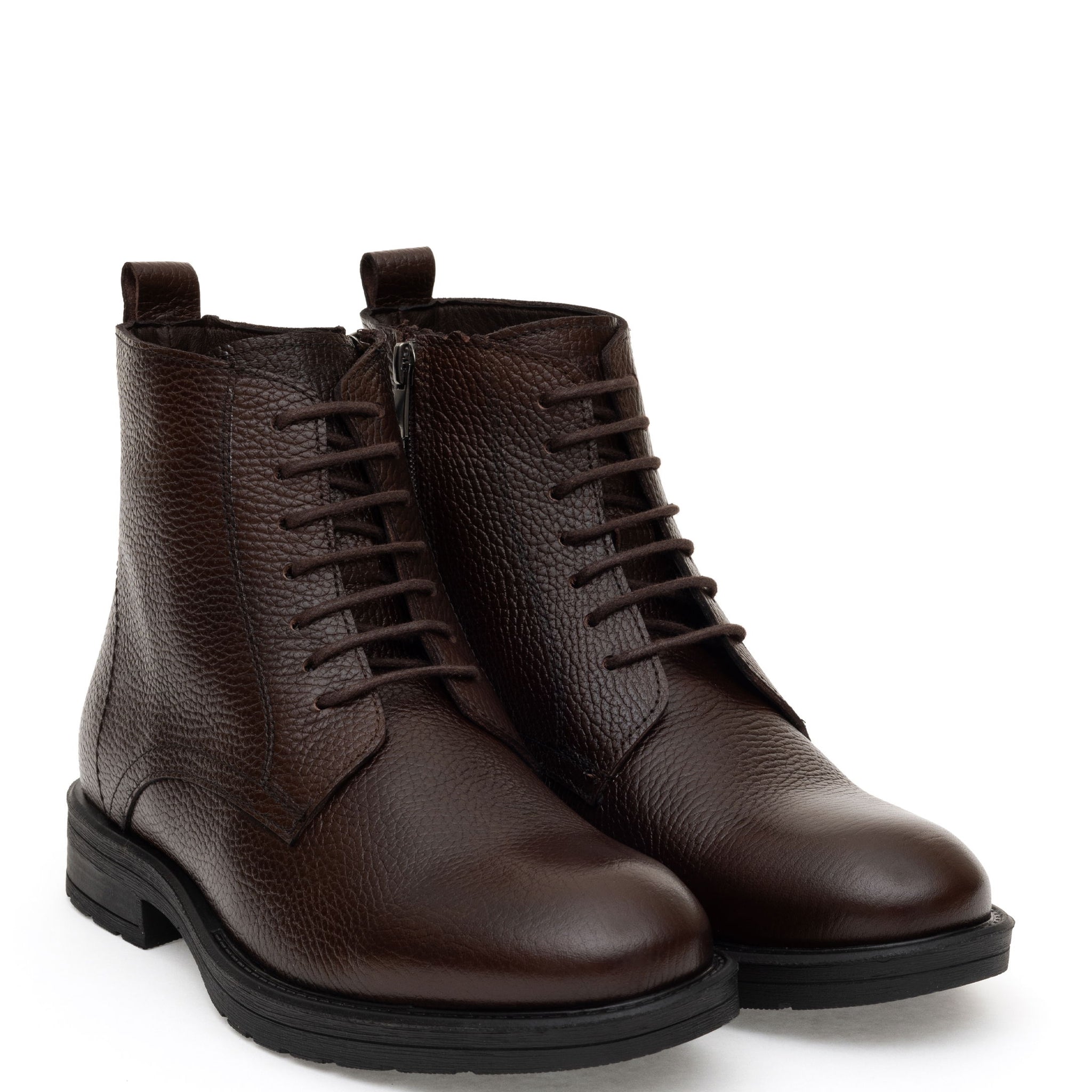 Brown 100% Leather Rubber Sole Boots