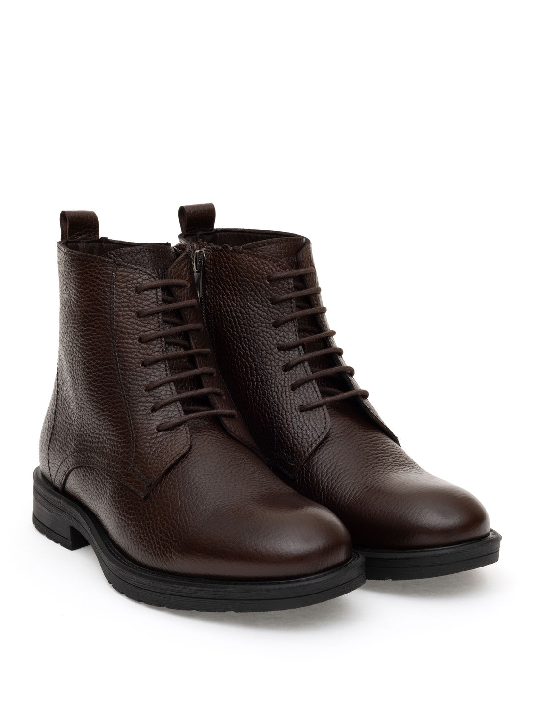 Brown 100% Leather Rubber Sole Boots