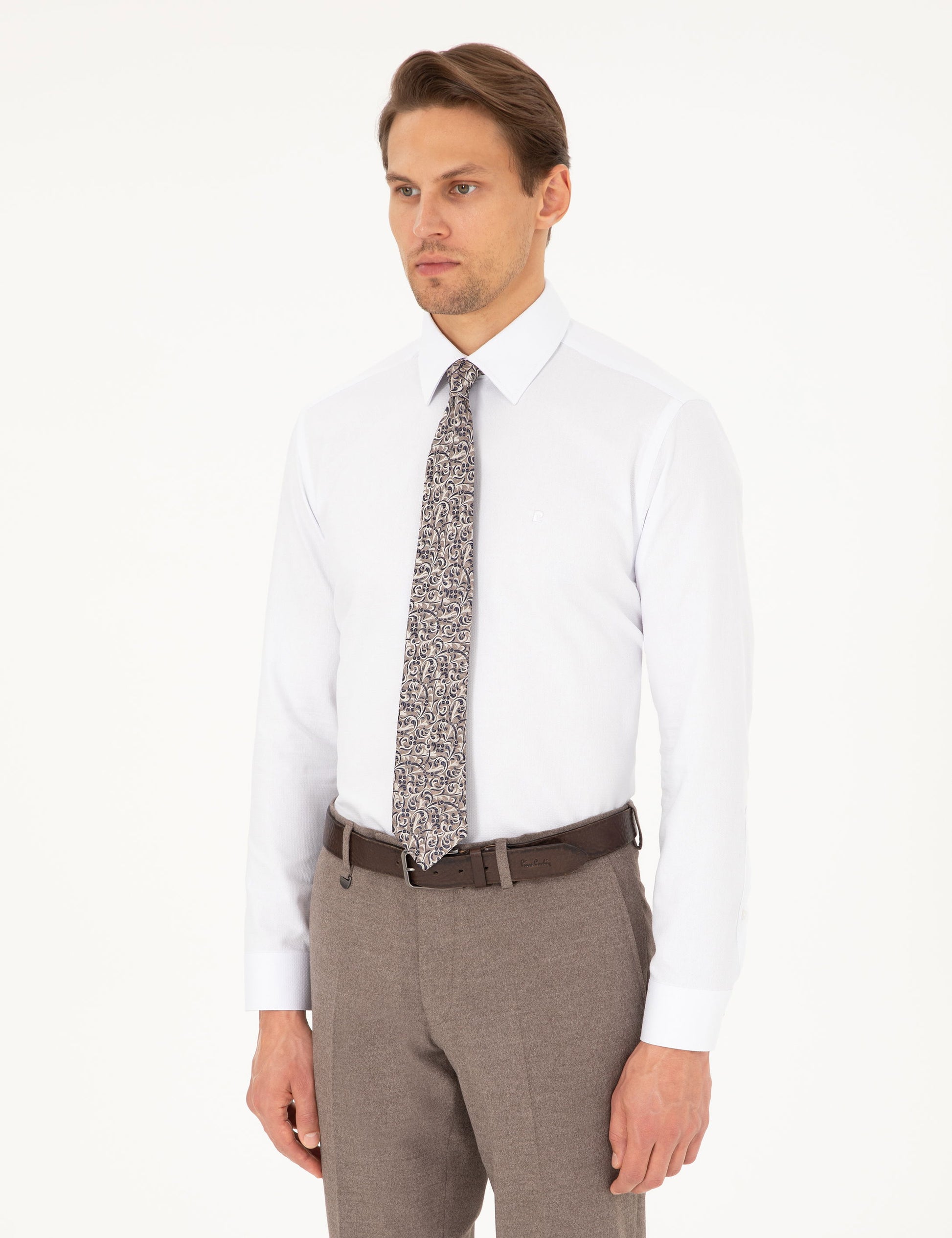 White Regular Fit Long Sleeve Shirt