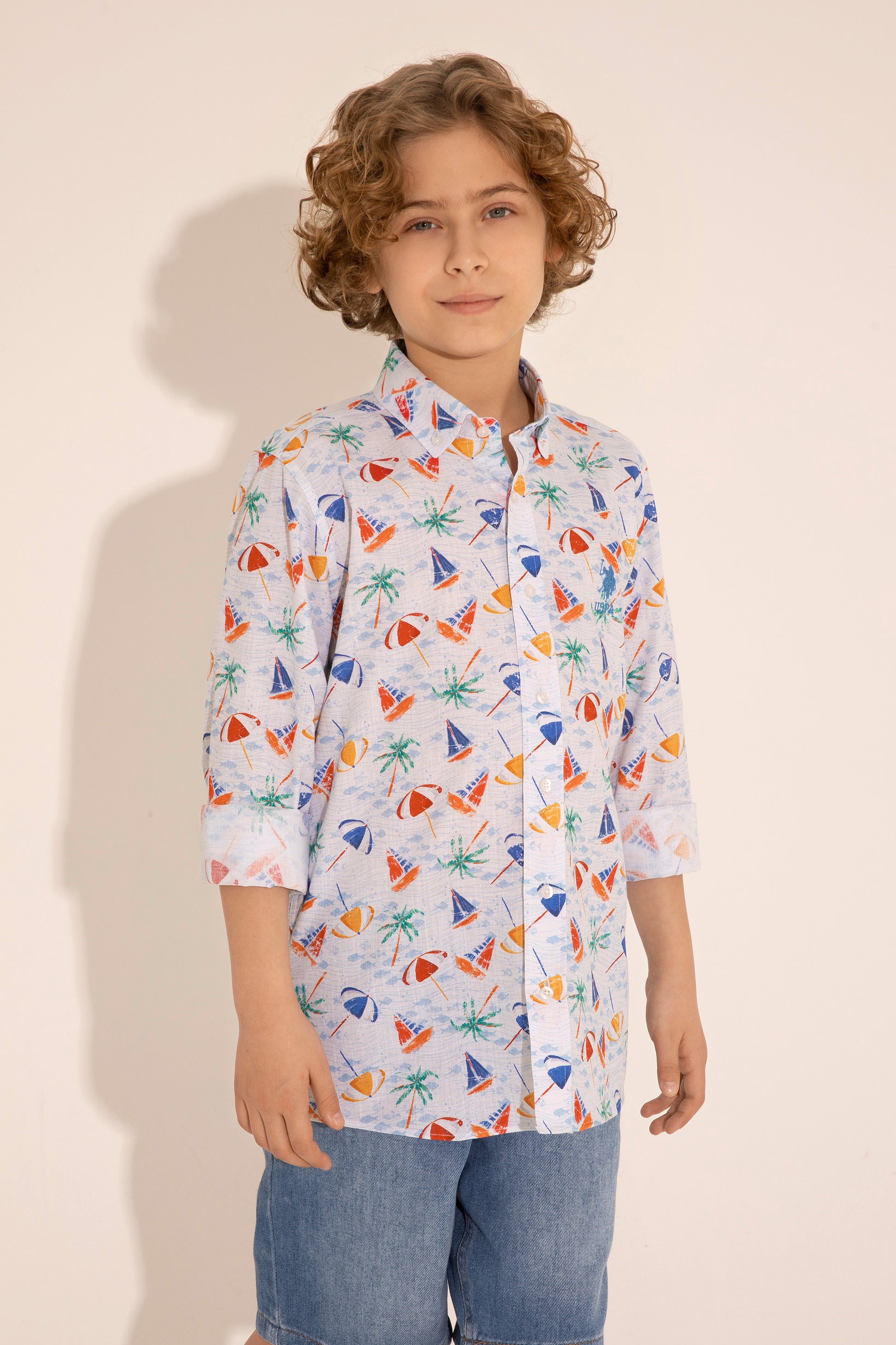 Boy's White Long Sleeve Shirt