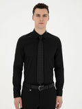 Black Slim Fit Long Sleeve Basic Shirt