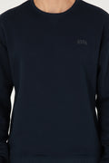 Comfort Fit Crew Neck Charcoal Navy Basic Sweatshirt