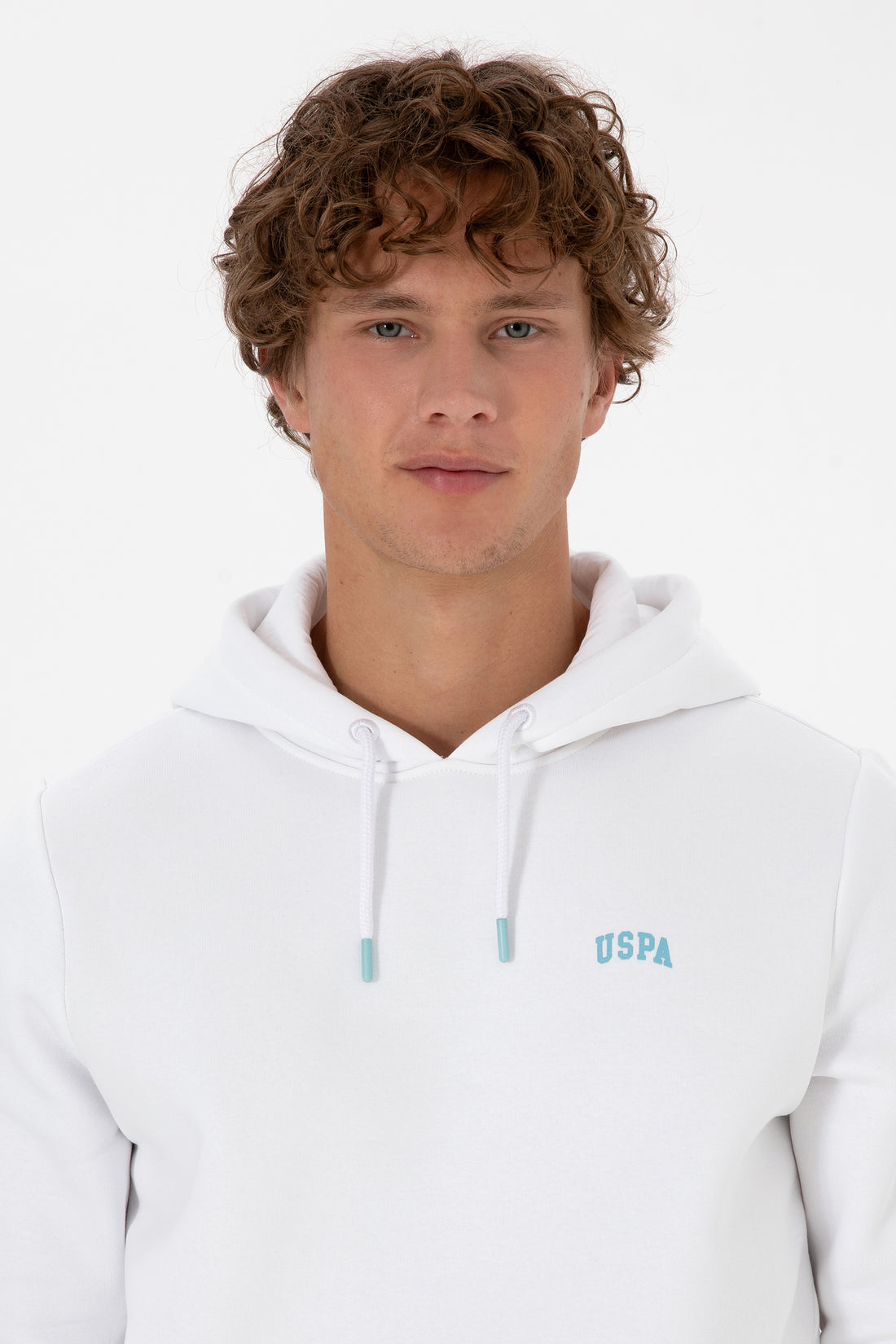 Erkek Regular Fit Kapüşonlu Beyaz Basic Sweatshirt