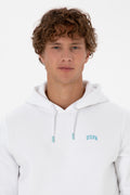 Erkek Regular Fit Kapüşonlu Beyaz Basic Sweatshirt