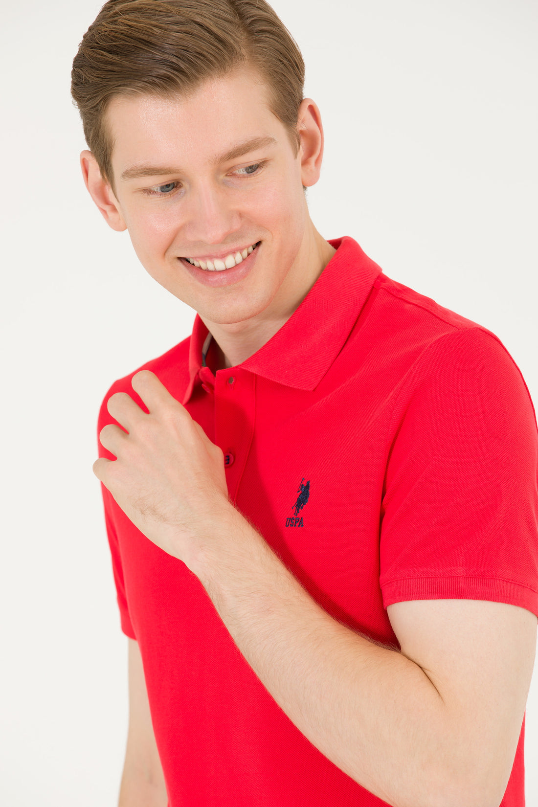 Men's Red Basic Polo Neck T-Shirt