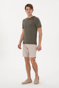 Men's Slim Fit Crew Neck Dark Khaki T-Shirt