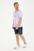 Men's Regular Fit Polo Neck Lilac T-Shirt