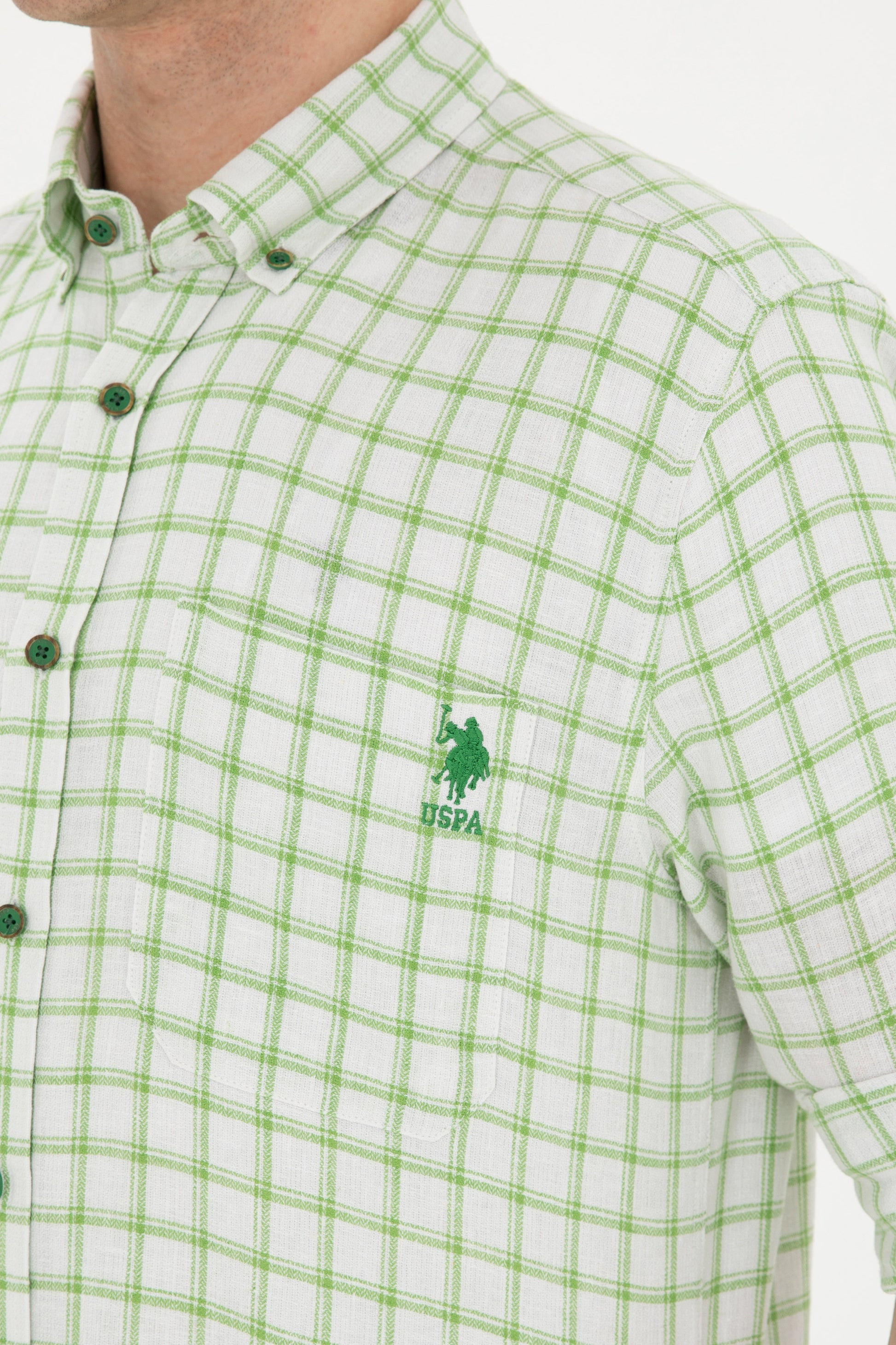 Men's Checkered Green Shirt