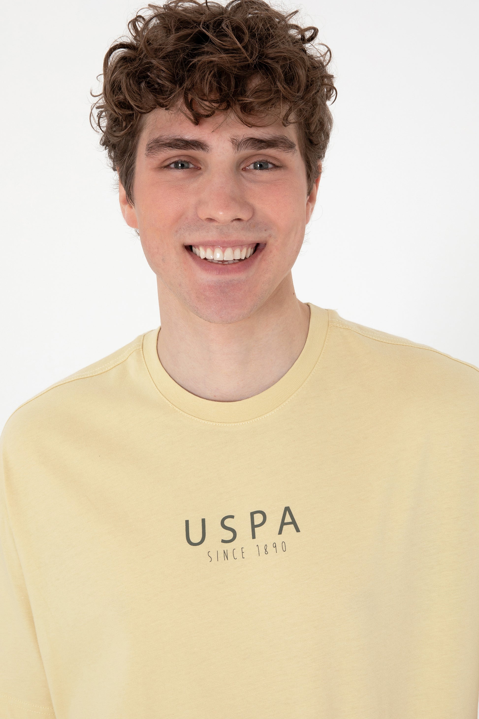 Men's Oversize Fit Crew Neck Light Khaki T-Shirt