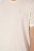 Men's Regular Fit Crew Neck Cream T-Shirt