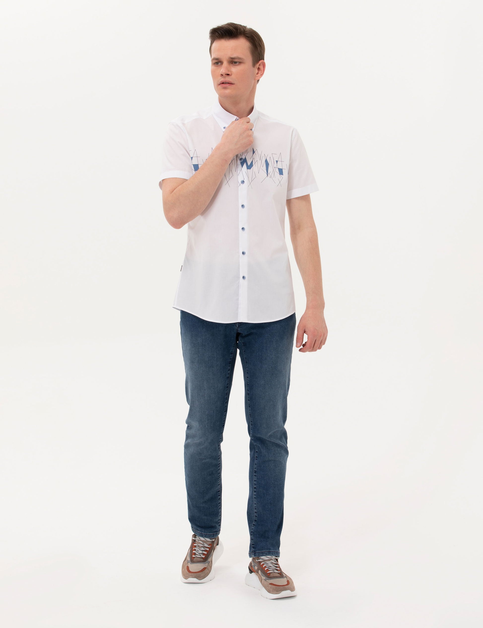 Navy Blue Ex. Slim Fit Short Sleeve Shirt