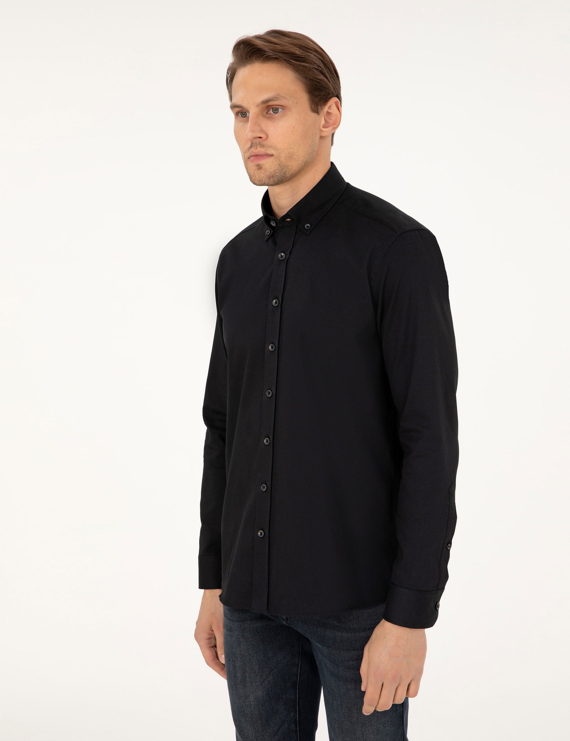 Black Regular Fit Long Sleeve Shirt