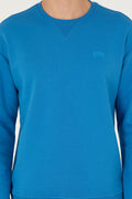 Comfort Fit Crew Neck Chunky Cobalt Basic Sweatshirt