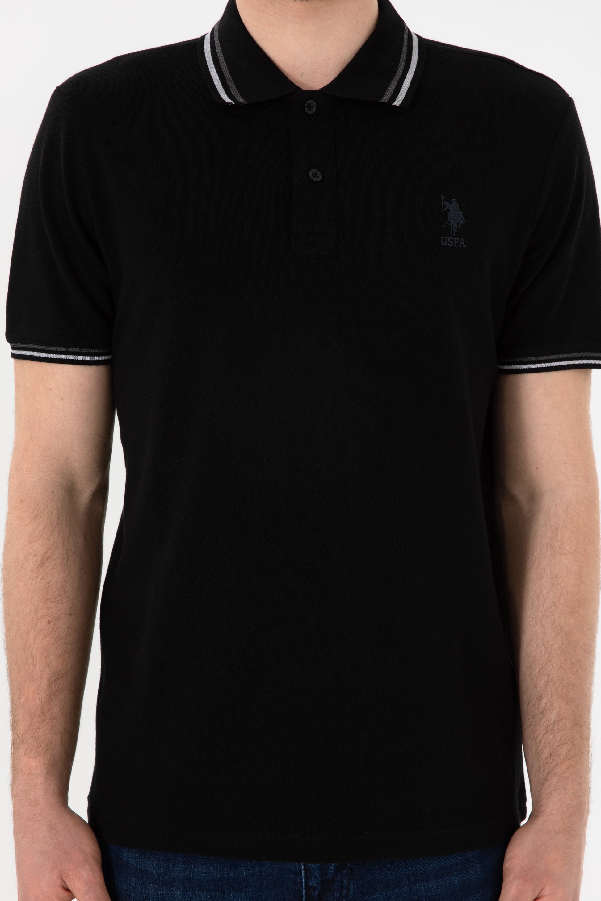 U.S. Polo Assn. - Men's Regular Fit Polo Neck Black Basic T-Shirt