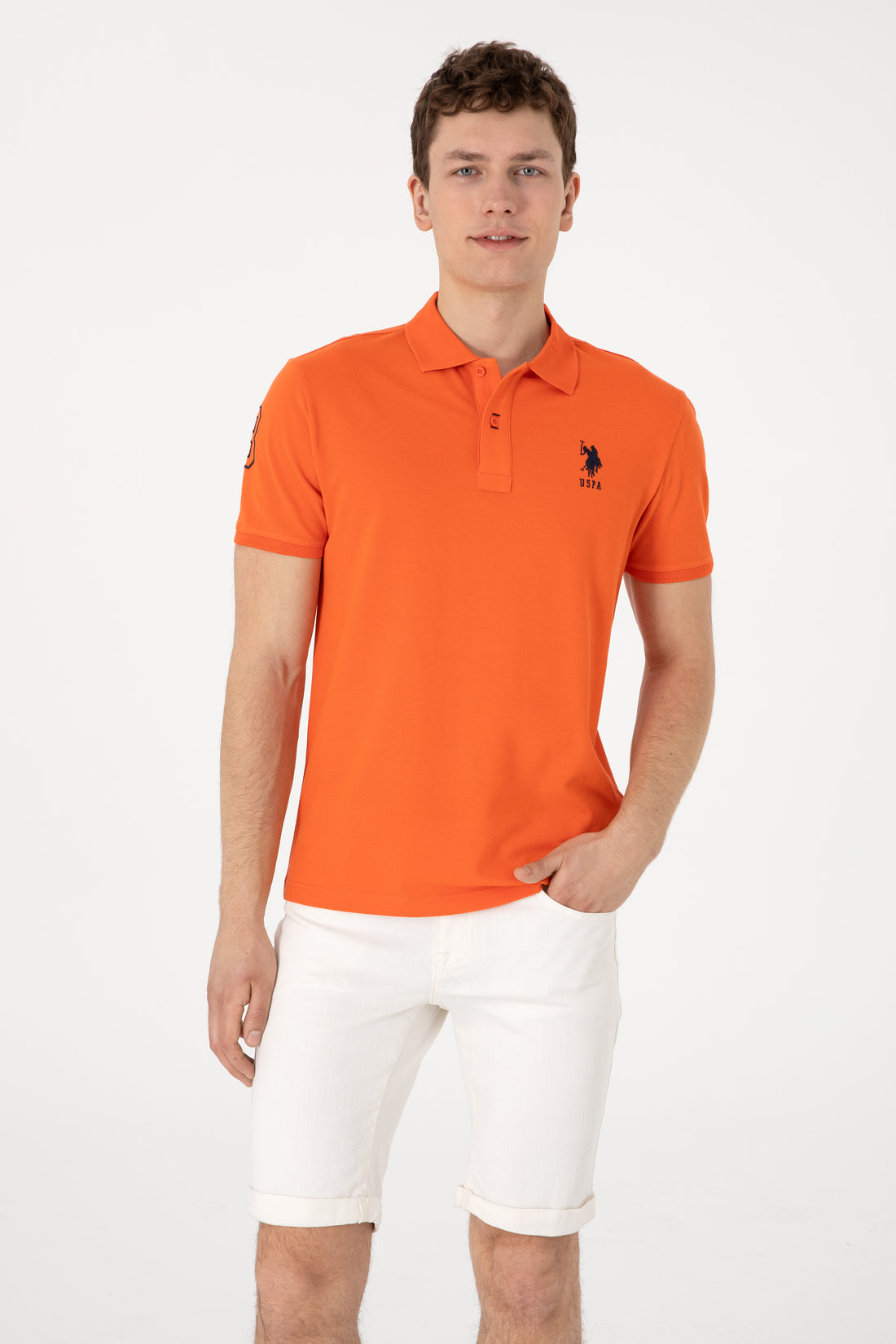 Men's Slim Fit Polo Neck Pomegranate Flower Basic T-Shirt