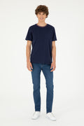 Men's Regular Fit Crew Neck Navy T-Shirt