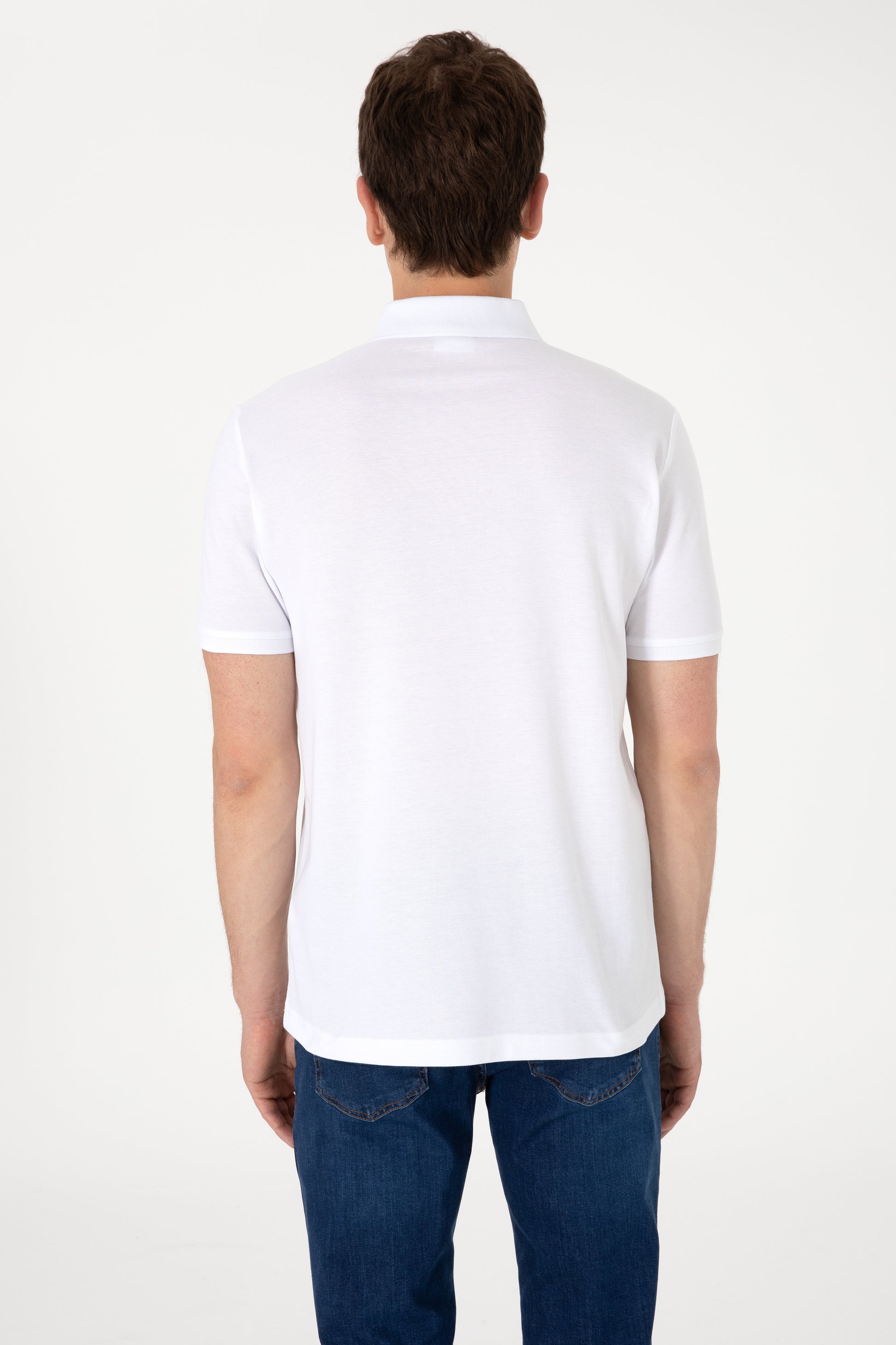 Men's Regular Fit Polo Neck White T-Shirt