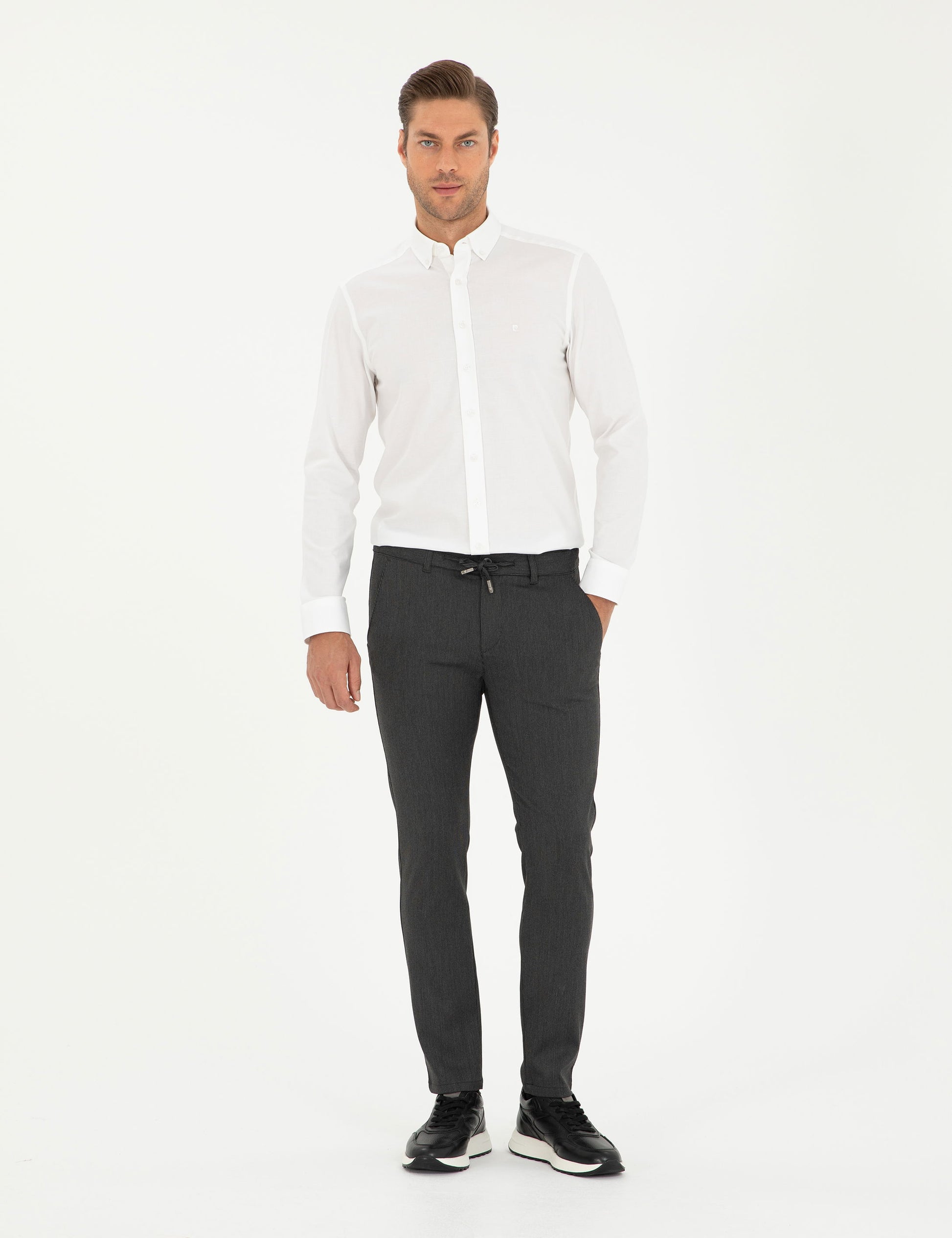 White Slim Fit Long Sleeve Shirt
