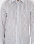 Navy Blue Slim Fit Striped Long Sleeve Shirt
