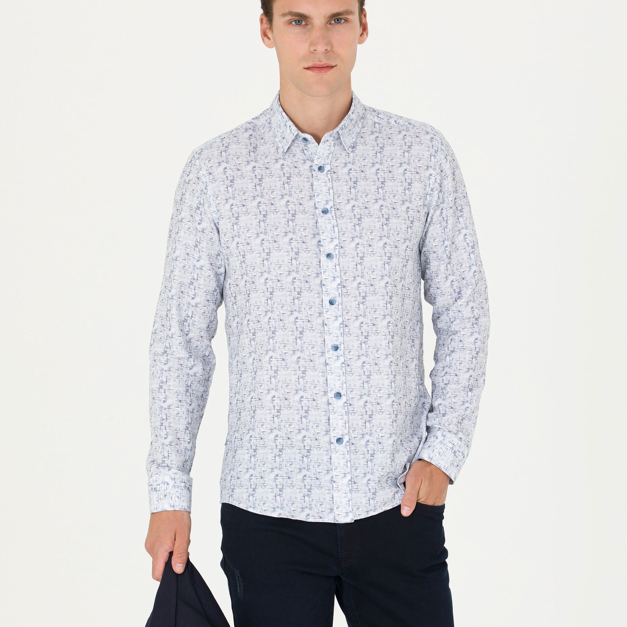 Blue Slim Fit Long Sleeve Shirt
