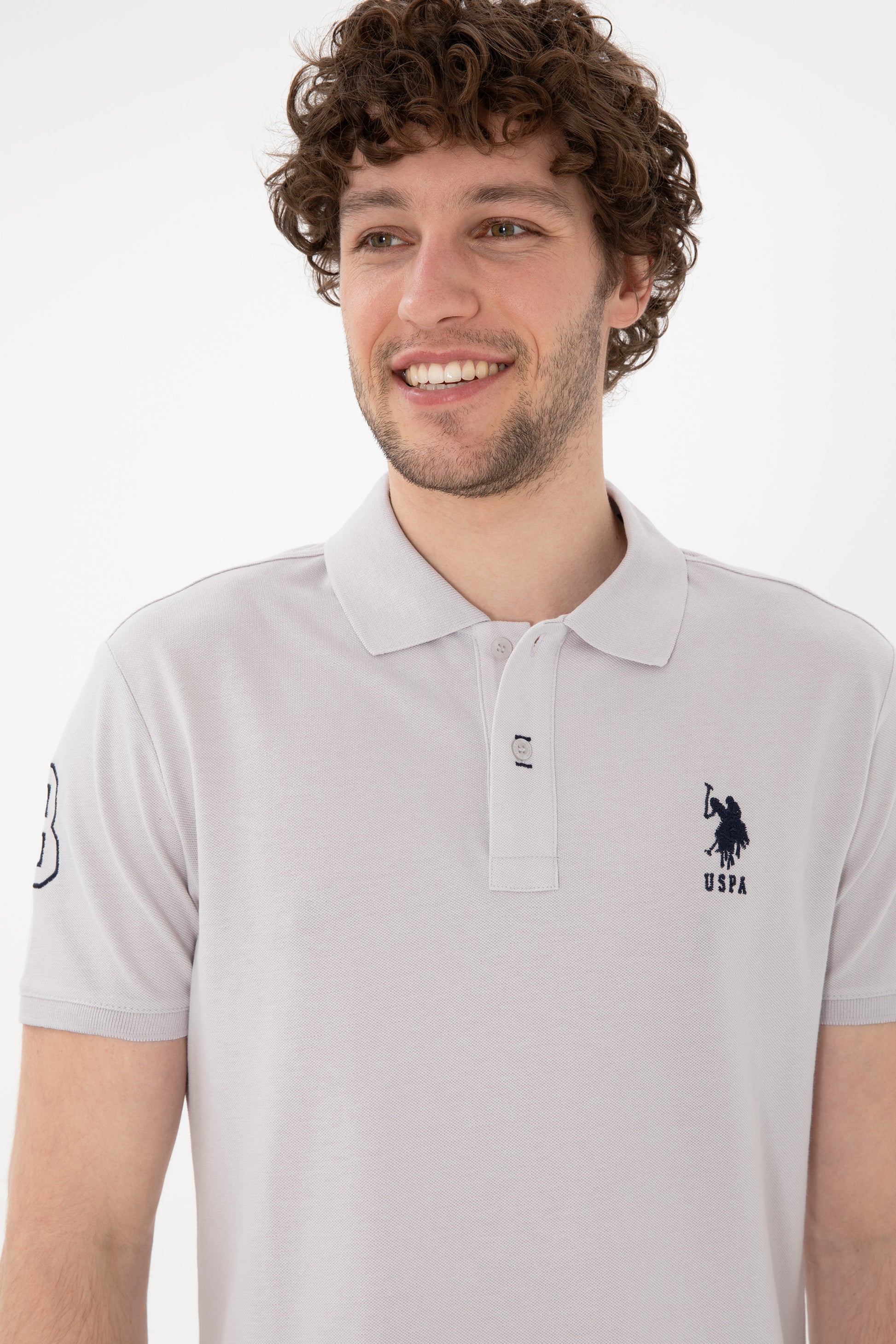 Men's Slim Fit Polo Neck Light Gray Basic T-Shirt