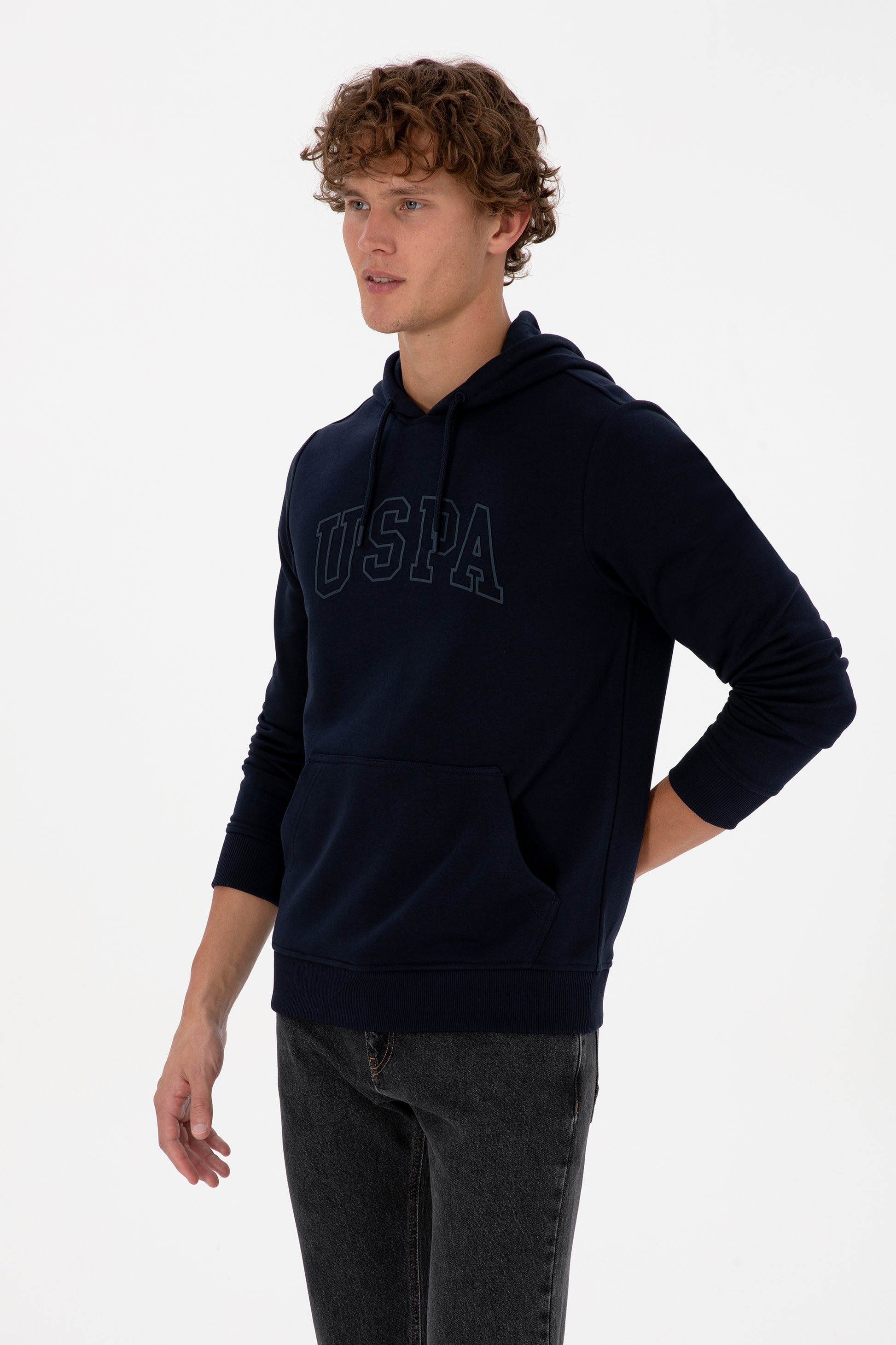 Erkek Regular Fit Kapüşonlu Lacivert Basic Sweatshirt