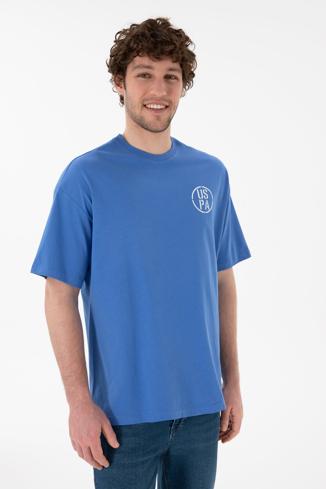Men's Oversize Fit Crew Neck Indigo T-Shirt