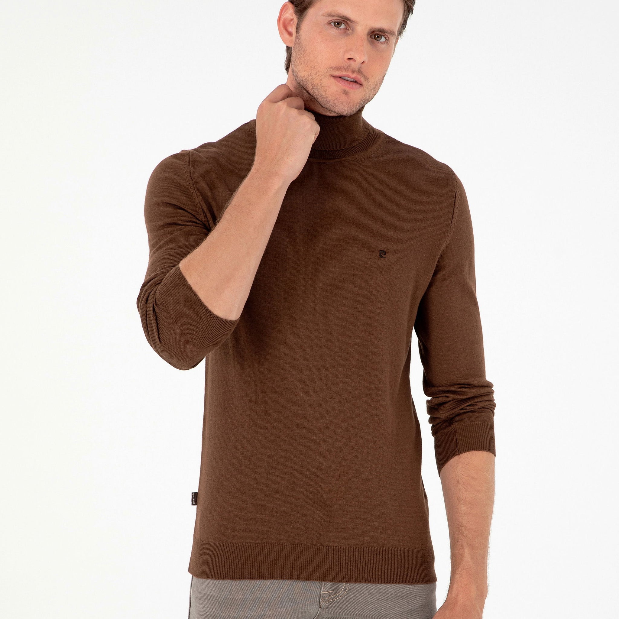 Dark Brown Slim Fit Turtleneck Basic Sweater Sweater