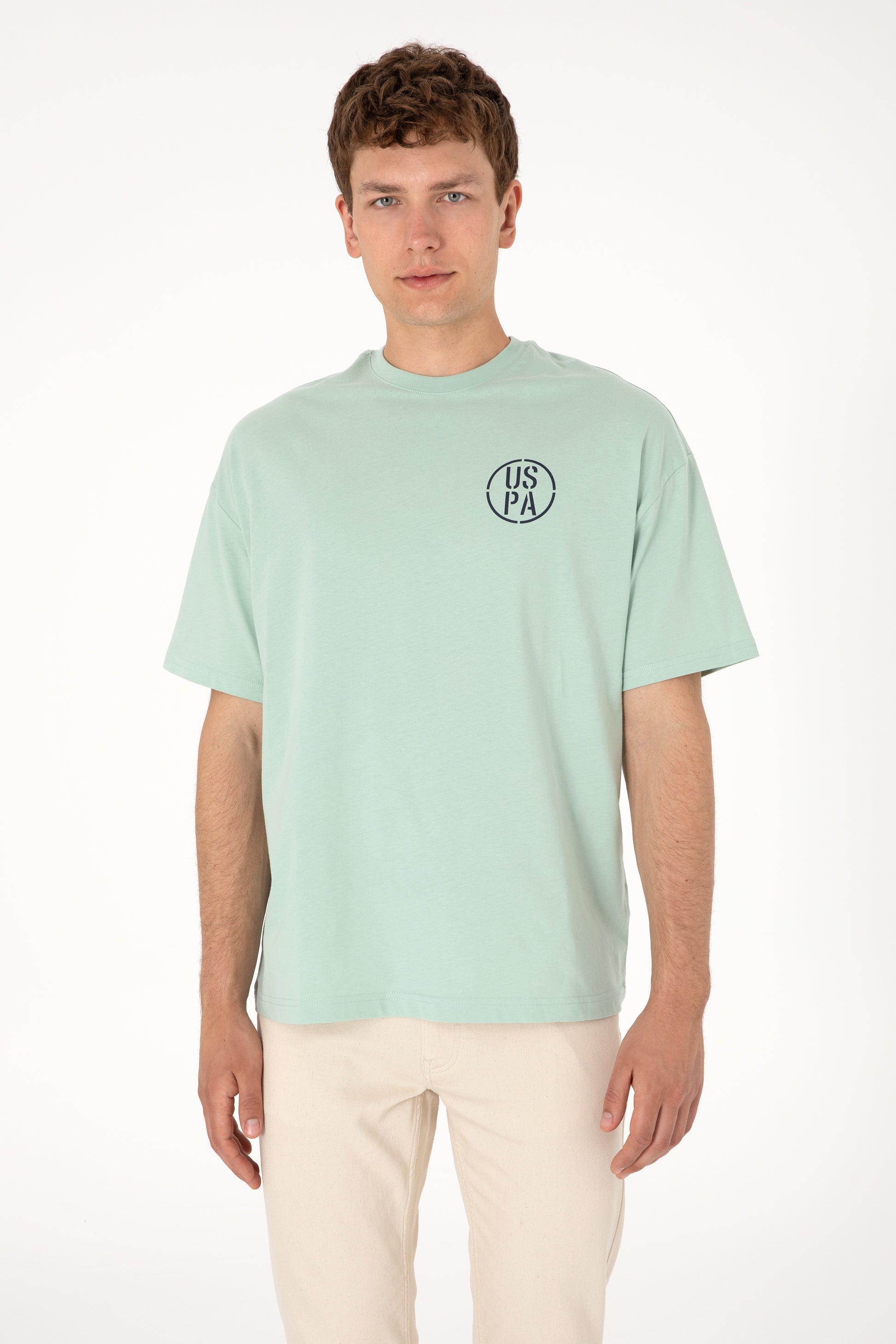 Men's Oversize Fit Crew Neck Water Green T-shirt