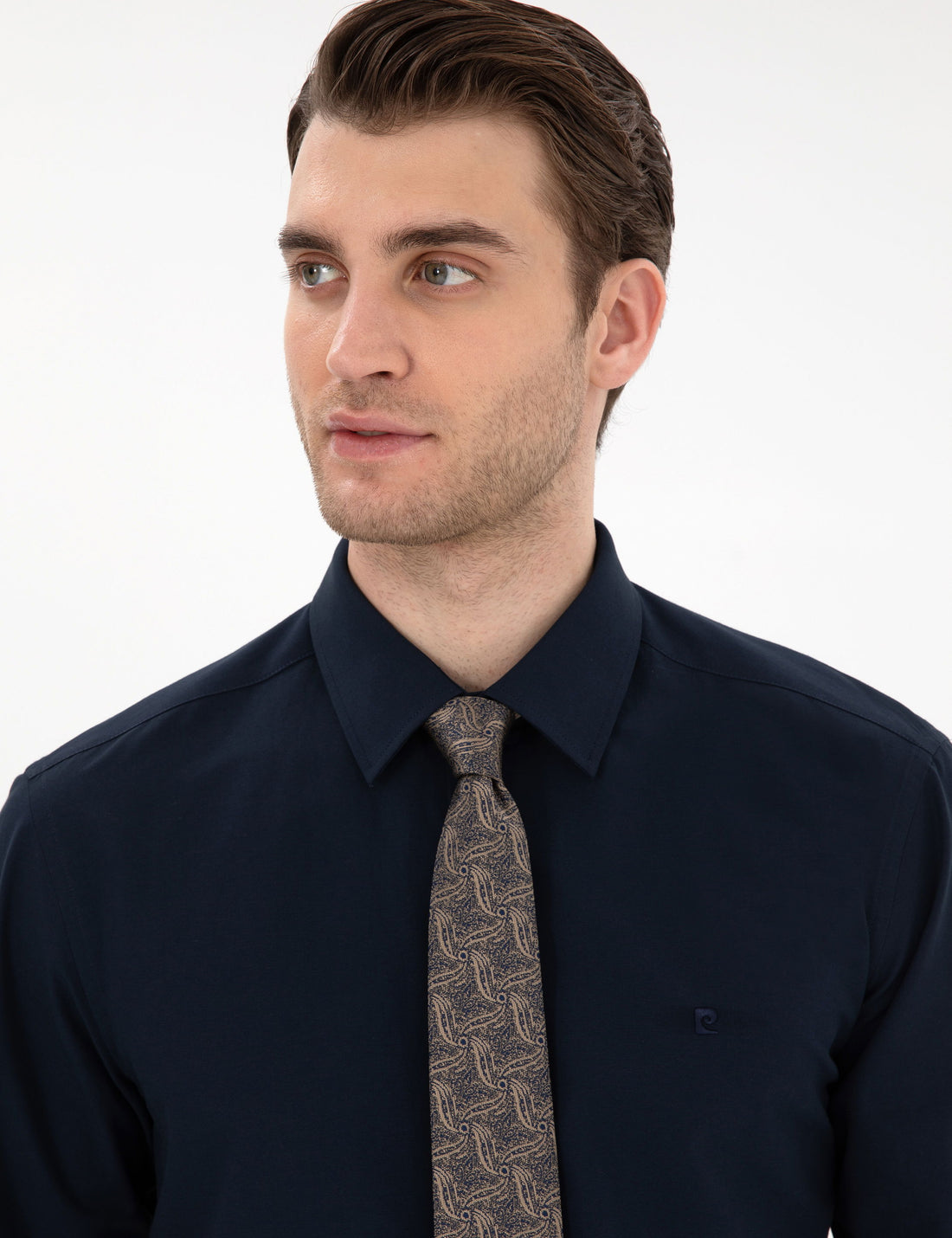 Navy Blue Regular Fit Long Sleeve Basic Shirt