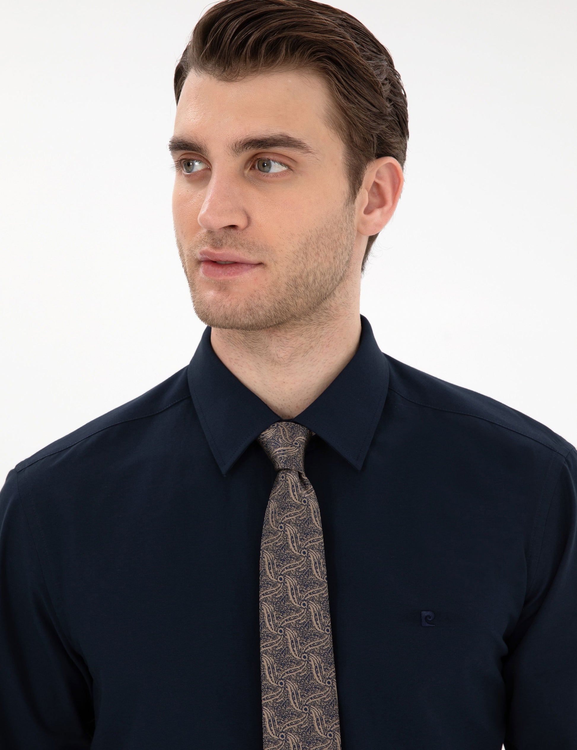 Navy Blue Regular Fit Long Sleeve Basic Shirt