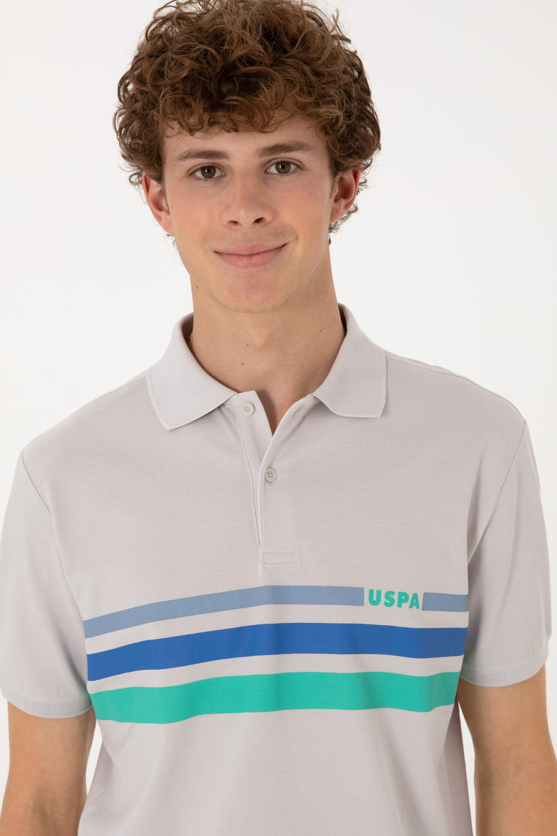 Men's Regular Fit Polo Neck Light Grey T-Shirt