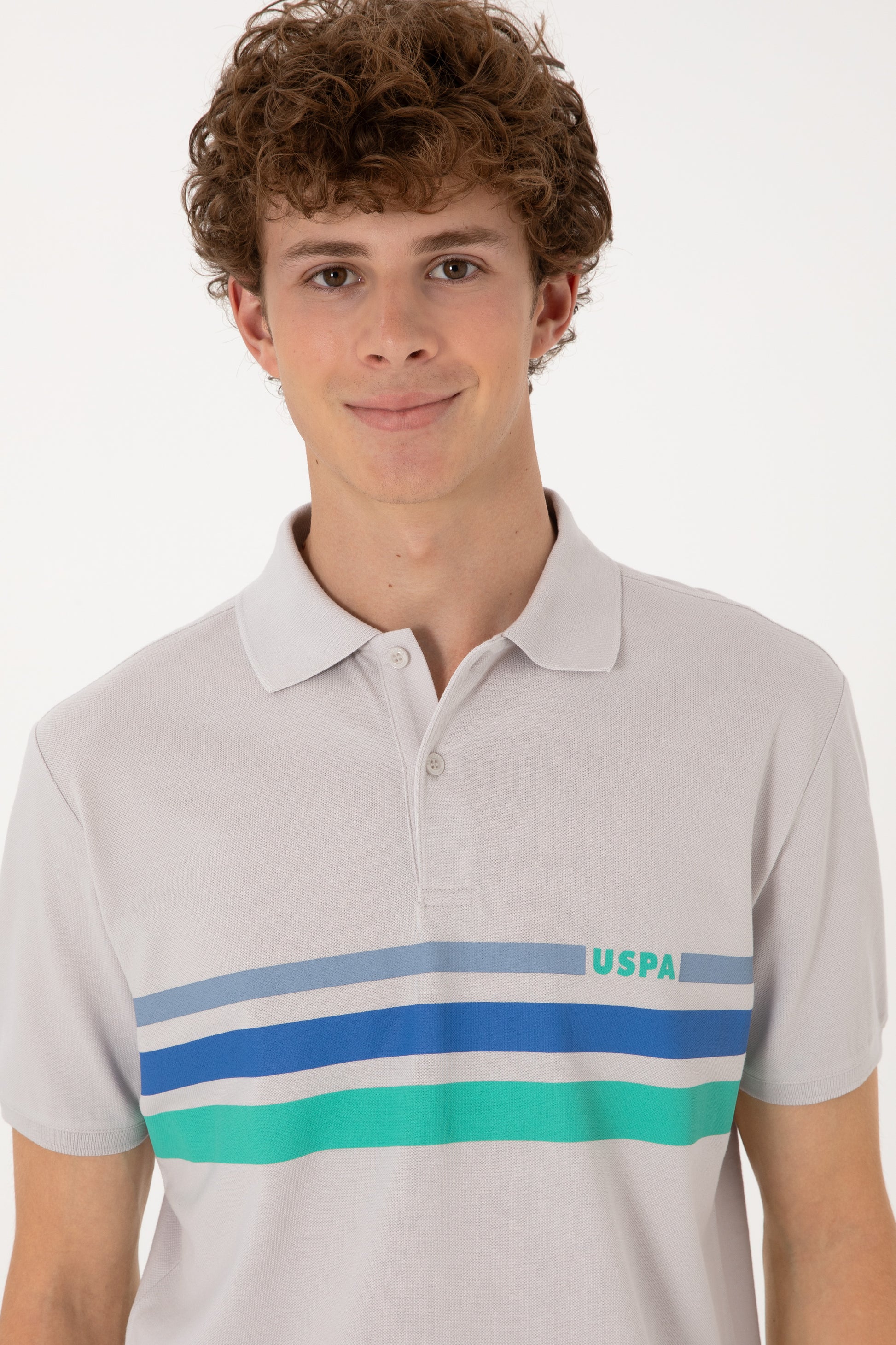 Men's Regular Fit Polo Neck Light Grey T-Shirt