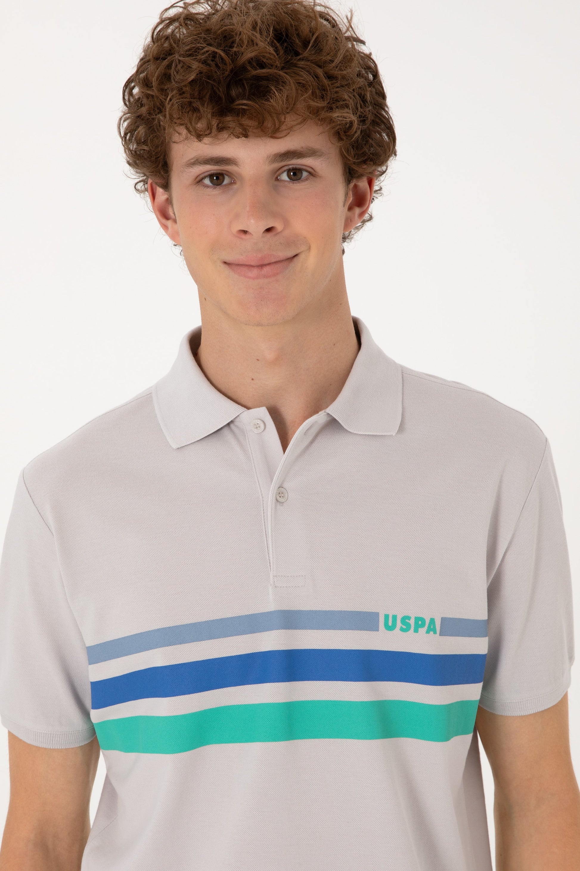 U.S. Polo Assn. - Men's Regular Fit Polo Neck Light Grey T-Shirt