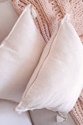 5pcs Handmade Natural Linen Authentic Organic Cotton Tassel Cushion Cover & Runner Set