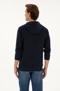 Erkek Regular Fit Kapişonlu Lacivert Basic Sweatshirt
