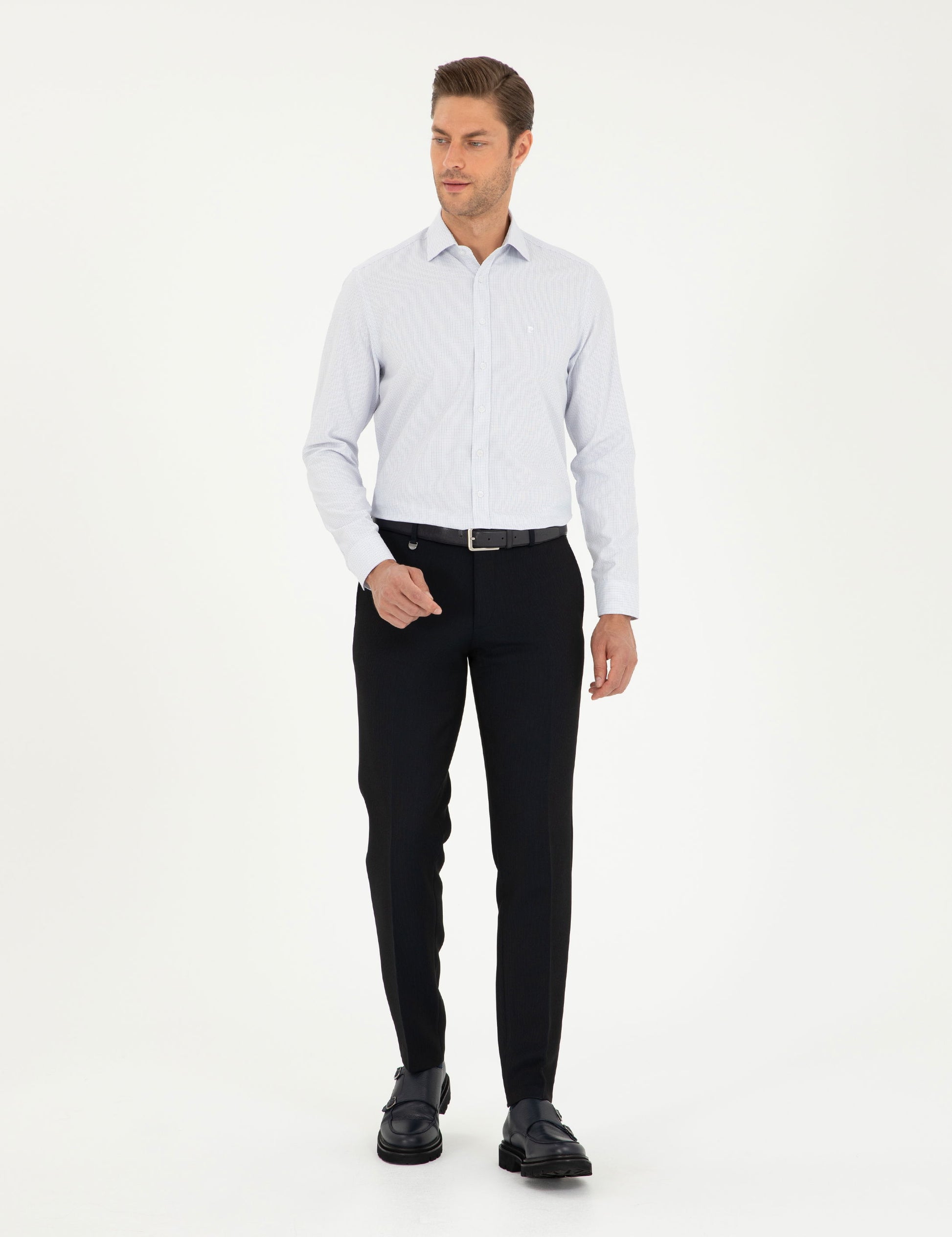 Navy Blue Slim Fit Long Sleeve Shirt