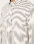 Navy Blue Slim Fit Striped Long Sleeve Shirt