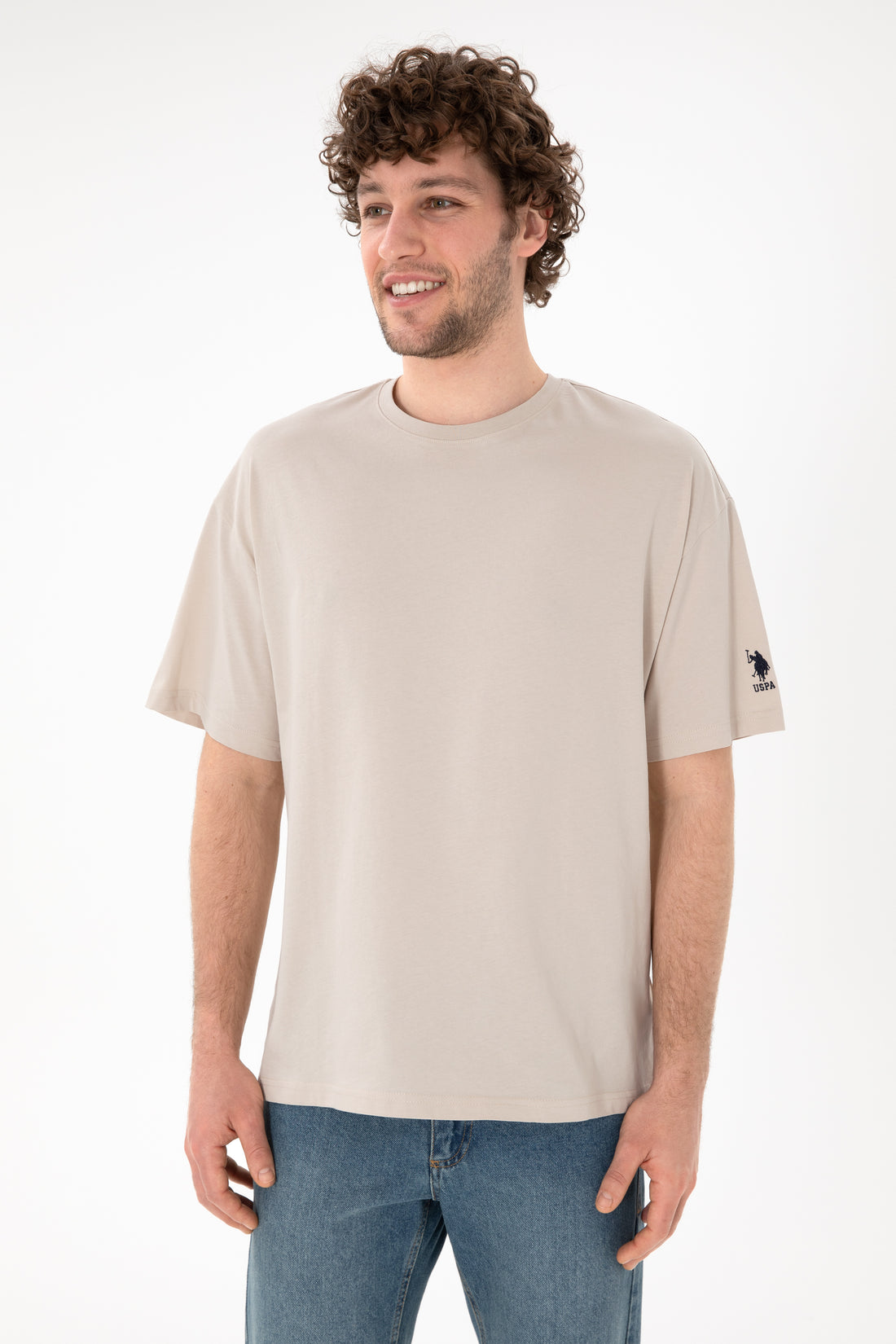 Men's Oversize Fit Crew Neck Stone T-Shirt