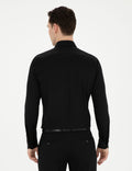 Black Ex. Slim Fit Long Sleeve Basic Shirt