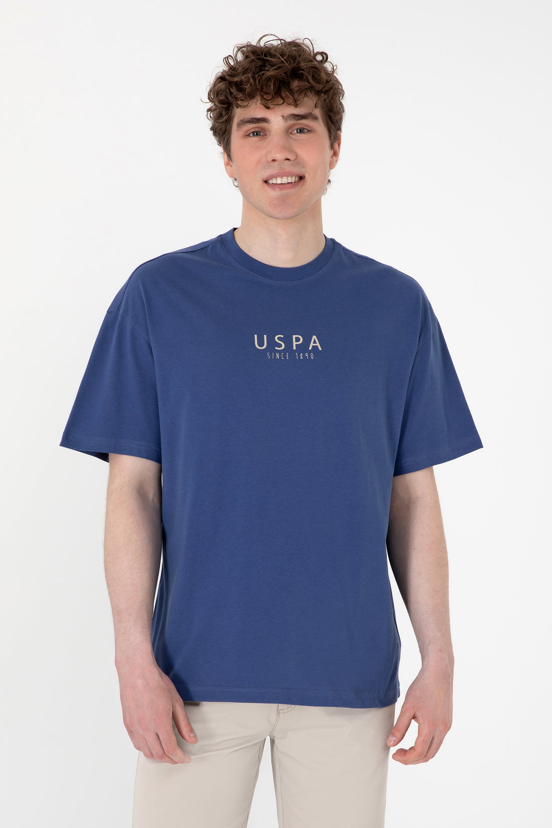 Men's Oversize Fit Crew Neck Light Navy T-Shirt