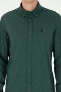 Men's Dark Green Long Sleeve Basic Shirt