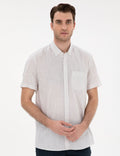 Beige Linen Look Regular Fit Short Sleeve Shirt