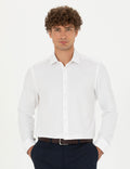 White Slim Fit Long Sleeve Shirt