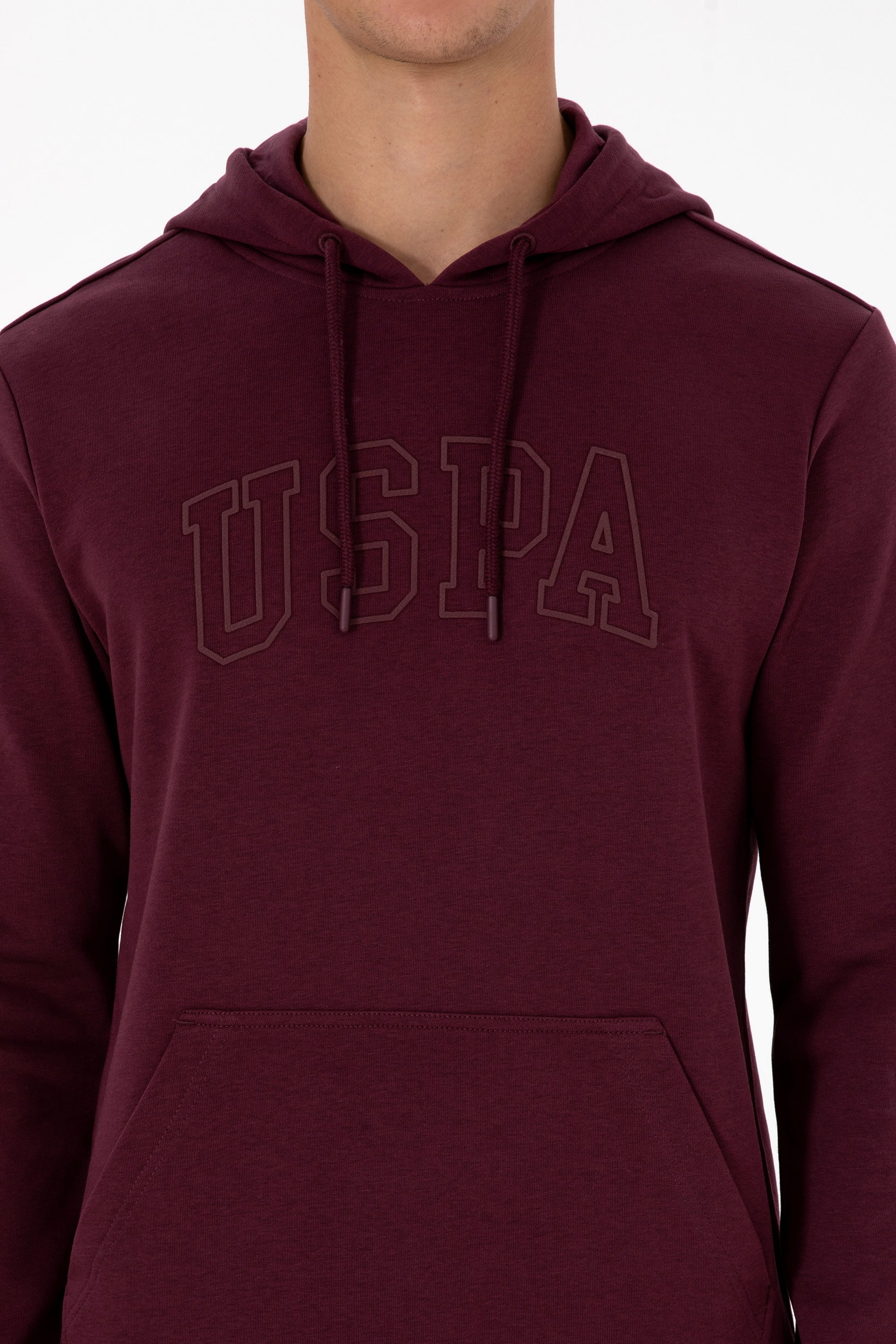 Erkek Regular Fit Kapüşonlu Koyu Bordo Basic Sweatshirt