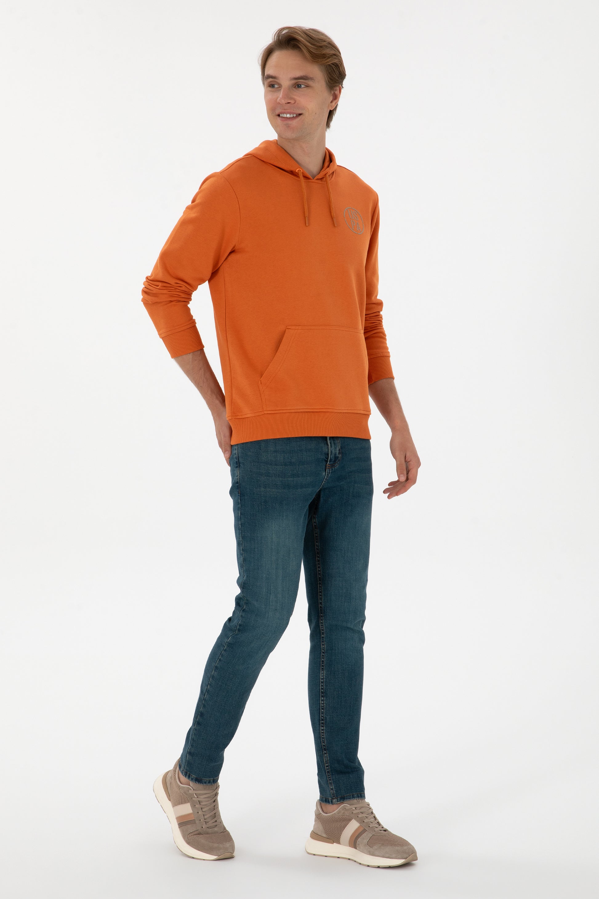 Erkek Regular Fit Kapişonlu Bakır Sweatshirt