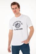 Men's Regular Fit Crew Neck Printed White T-Shirt