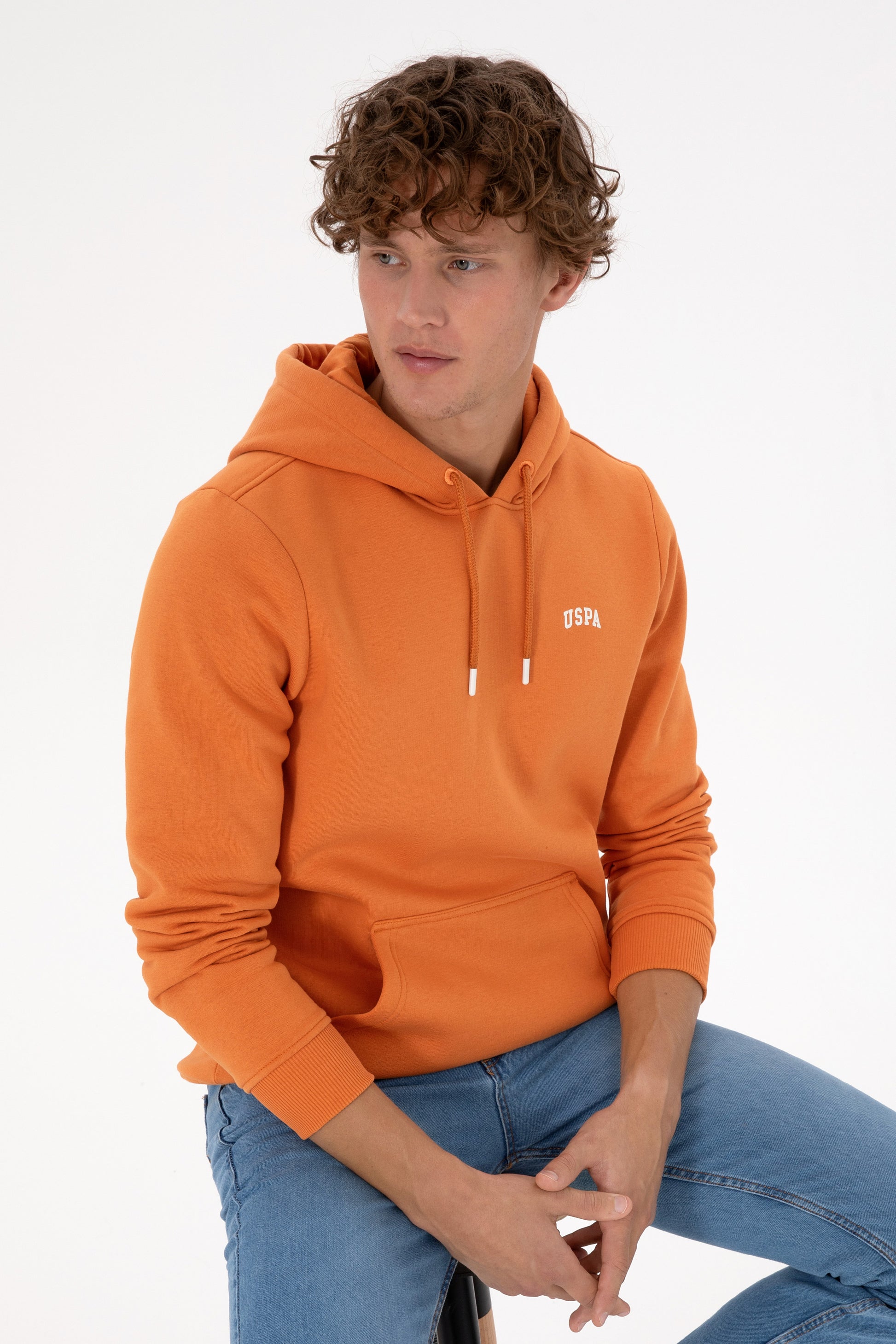 Erkek Regular Fit Kapüşonlu Bakır Basic Sweatshirt
