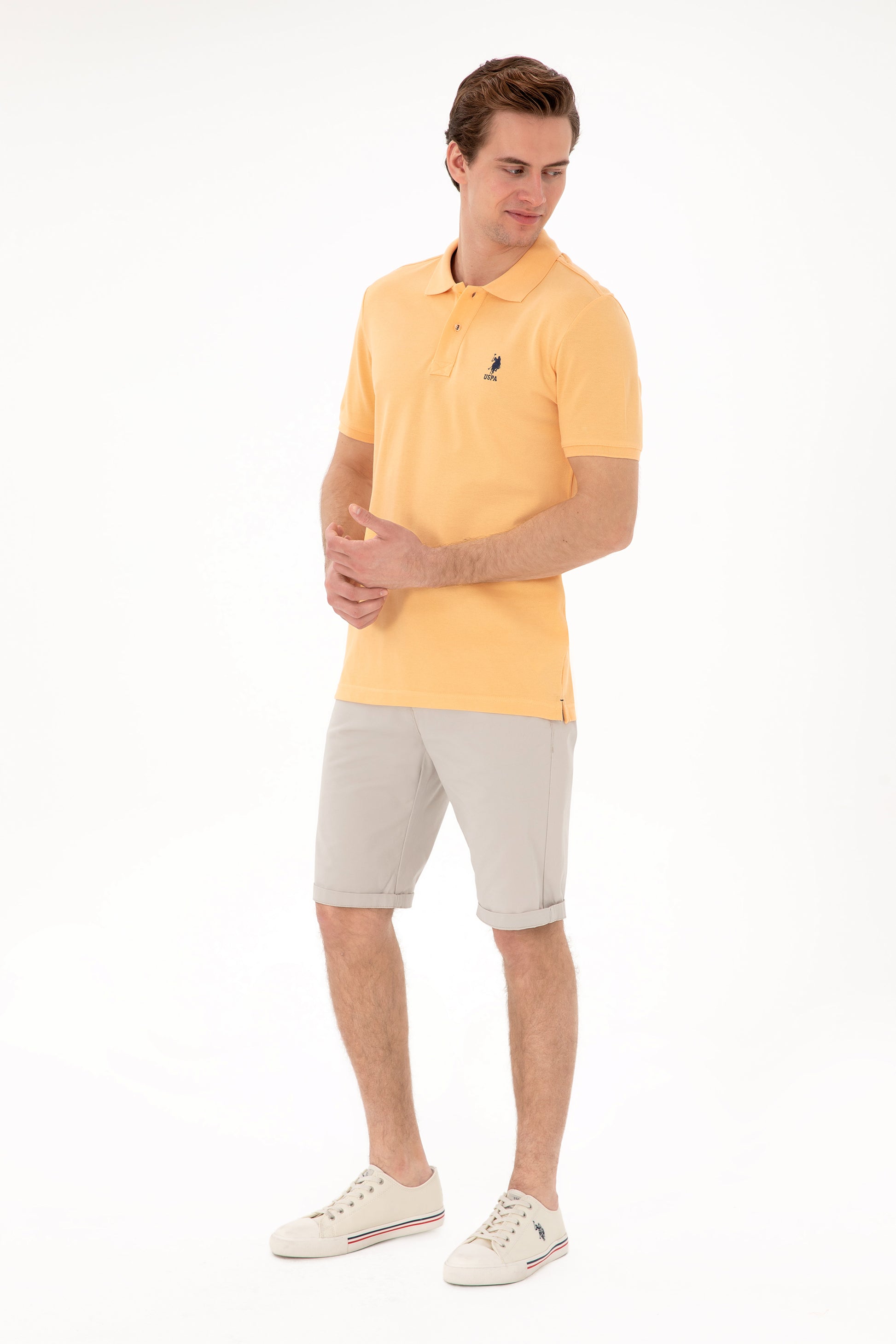 Men's Slim Fit Polo Neck Melon Basic T-Shirt
